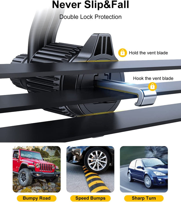 Car Vent Phone Mount, [Never Blocking Vent, Enjoy the Comfort of the A/C] Hands-Free Universal Extension Clip Air Vent Phone Holder Car Fit for All Phones Iphone Samsung More
