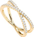 14K Gold Plated X Ring Simulated Diamond CZ Criss Cross Ring for Women
