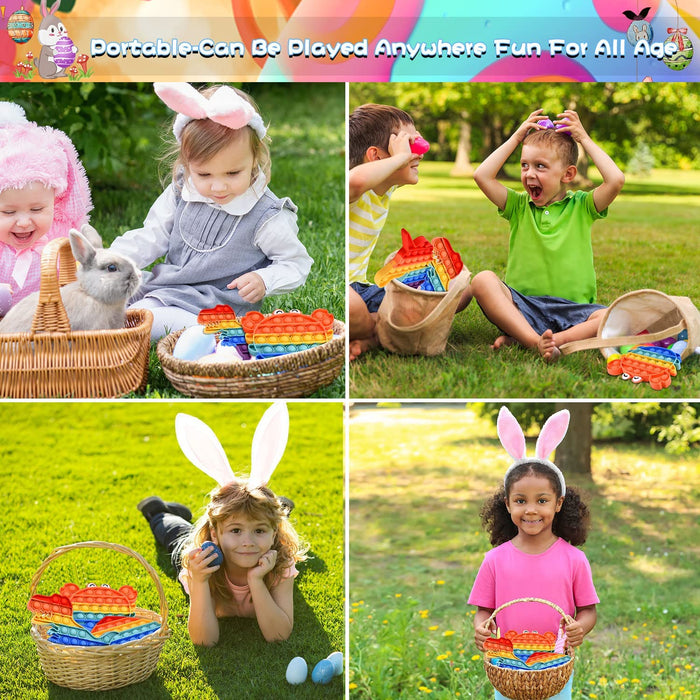 Easter Basket Stuffers Push Bubble Fidget Easter Toys for Kids, 4PCS Stress Relief Squeeze Sensory Toy Rainbow Silicone anti Anxiety Fidget Autism Toy Gift for Kids Easter Basket Stuffers Party Favors