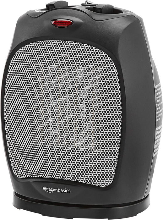 1500W Oscillating Ceramic Heater with Adjustable Thermostat, Silver