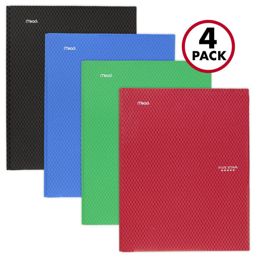 Five Star Stay-Put Pocket and Prong Folder 4 Pack, Assorted Primary Colors (38048)