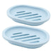 2-Pack Soap Dish with Drain, Soap Holder, Soap Saver, Easy Cleaning, Dry, Stop Mushy Soap (Blue)