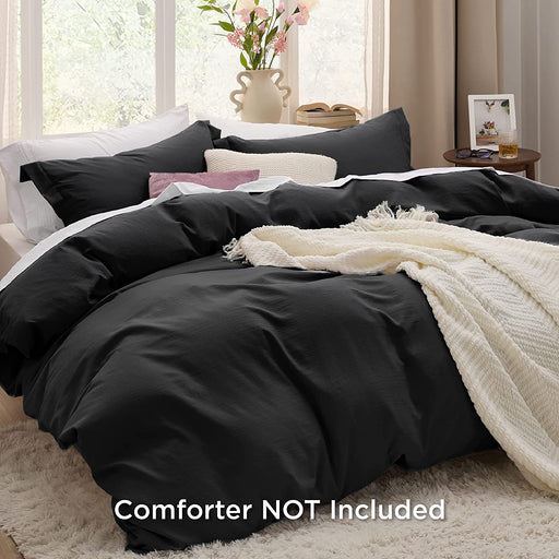 Bedsure Black Twin Duvet Cover Set - Soft Prewashed Duvet Cover Twin/Twin XL Size, 2 Pieces, 1 Duvet Cover 68X90 Inches with Zipper Closure and 1 Pillow Sham