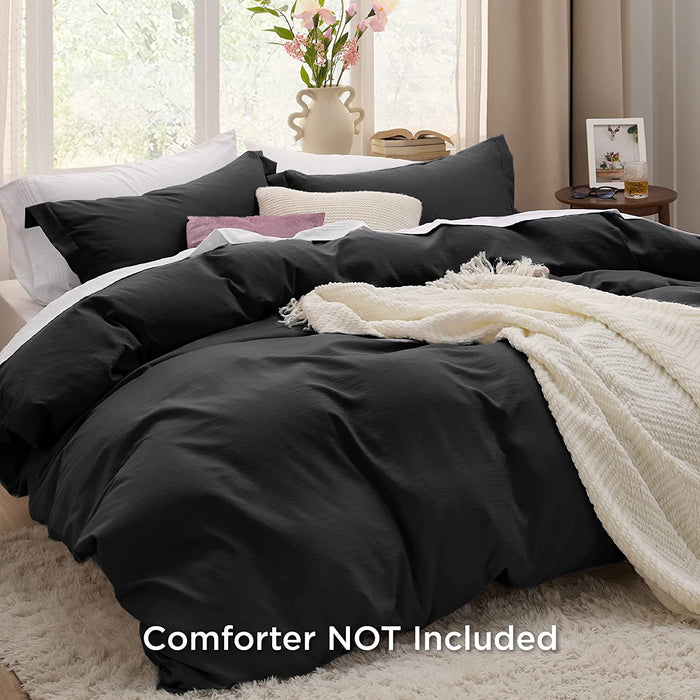 Bedsure Black Twin Duvet Cover Set - Soft Prewashed Duvet Cover Twin/Twin XL Size, 2 Pieces, 1 Duvet Cover 68X90 Inches with Zipper Closure and 1 Pillow Sham