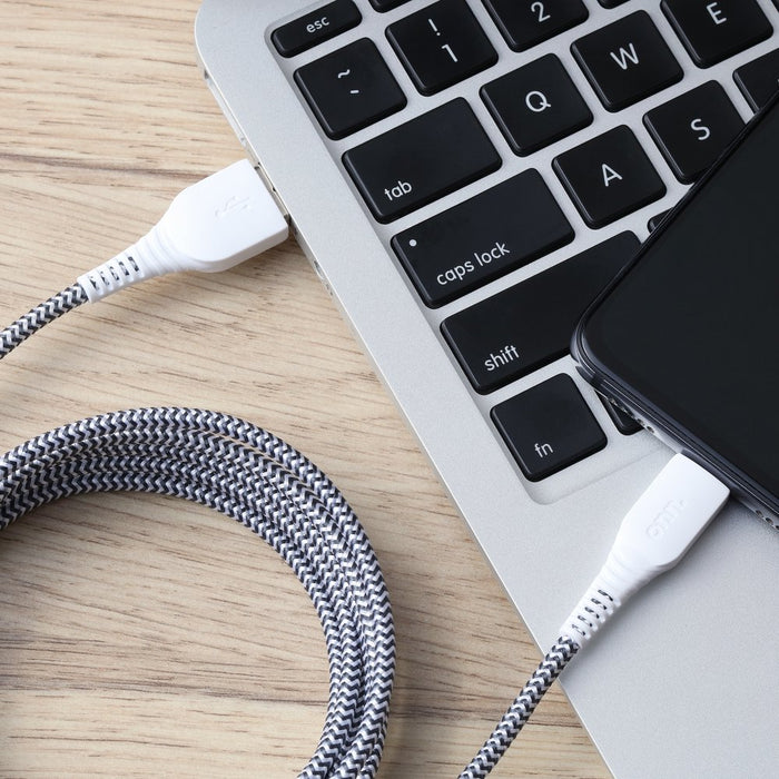 Onn. 6' Braided USB-C to USB Cable, White