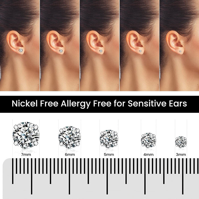 Cubic Zirconia Hypoallergenic Stud Earrings for Women Men Girls Statement Cartilage Fashion Surgical Steel Helix Earrings 5 Pairs