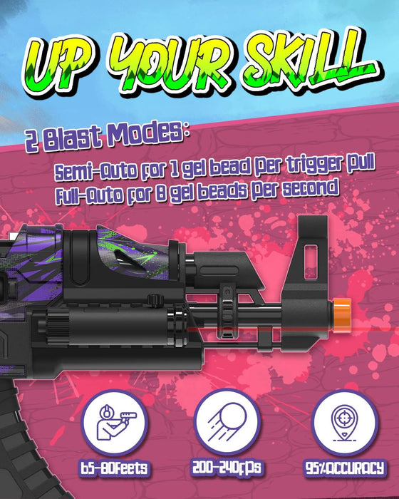 Electric Water Bead Blaster in Backyard Fun and Outdoor Games, Shoots Eco-Friendly Gel Balls for Boys and Girls Aged 16+, Adults Teens, (Purple)