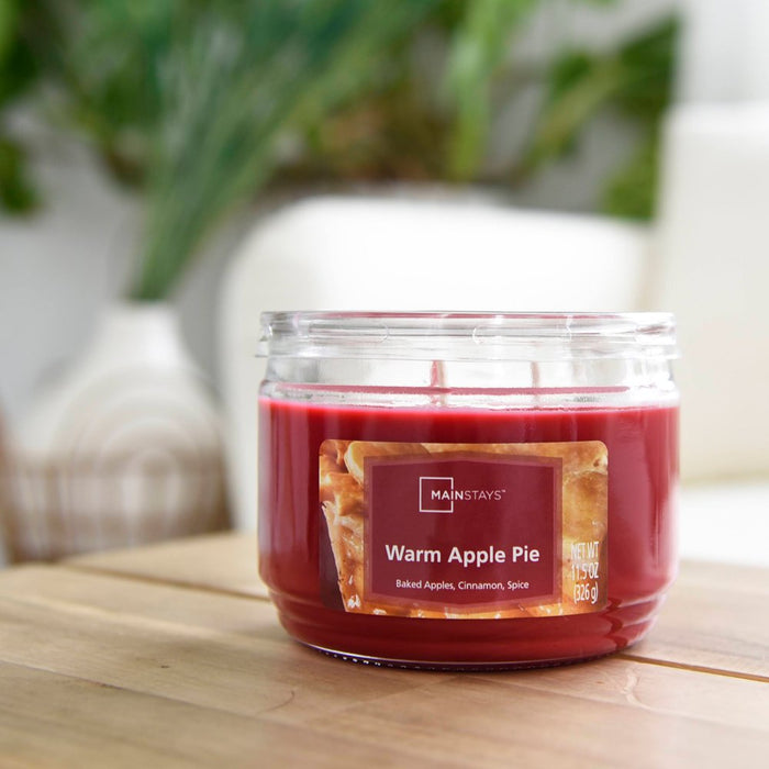 Mainstays Warm Apple Pie Scented 3-Wick Glass Jar Candle, 11.5 Oz.