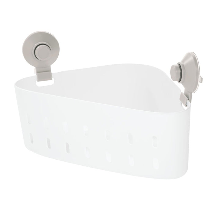 Your Zone White Plastic Suction Corner Shower Organizer, 12.15" X 7.25" X 4.5", 1 Shelf
