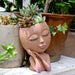Smiley Face Flower Pot Head Planter for Indoor Outdoor Planter Resin Head Planter Pot with Drainage Hole Two Hand Hold Cute Face Succulent Pots with Closed Eyes for Garden Planter (Dark)