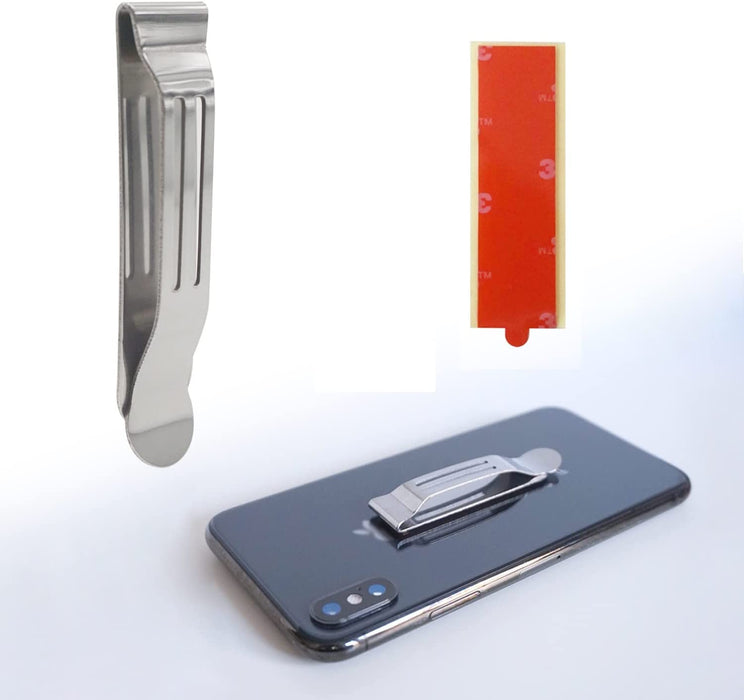 Attachable Pocket Clip for Smartphones GPS Walkie-Talkie Hip Clip 2 Pack Phone Clip for Belt Holster Stainless Steel Adhesive Accessories