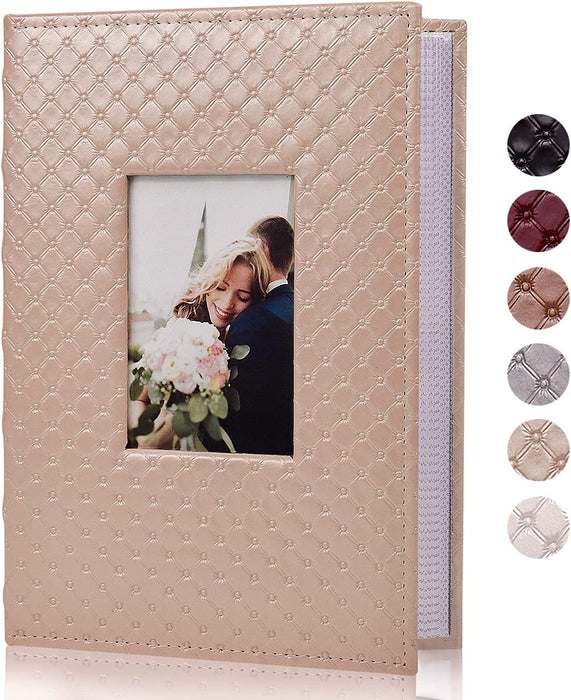 Photo Picture Album 4X6 300 Photos,Small Capacity Premium Leather Cover Wedding Family Photo Albums Holds 300 Horizontal Photos(Black)