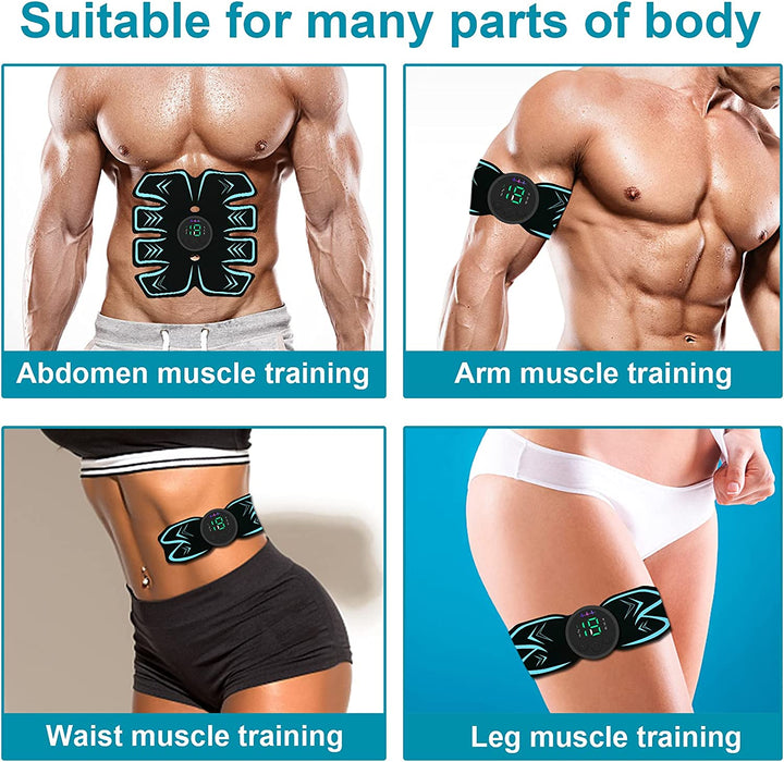 USB Rechargeable Portable Fitness Workout Equipment with 10Pcs Free Gel Pads for Men Woman, the Latest Model 6 Modes, 19 Levels of Intensity