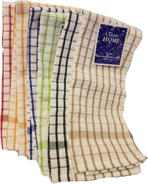 Kitchen Towel 12 Pack 6 Color 100% Soft Cotton Dish Towels