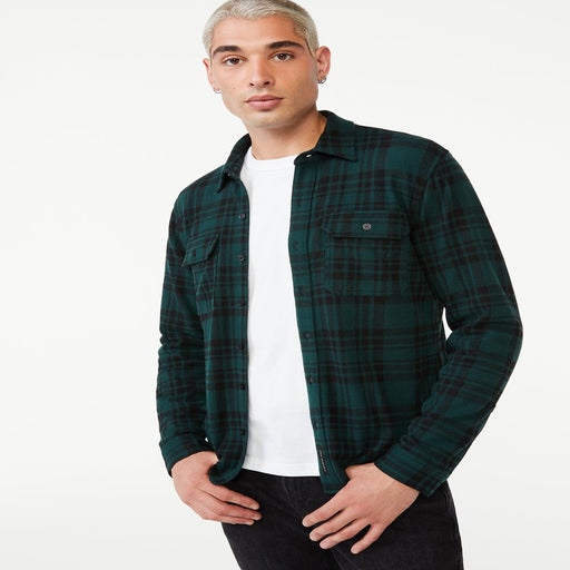 Free Assembly Men'S Knit Flannel Shirt