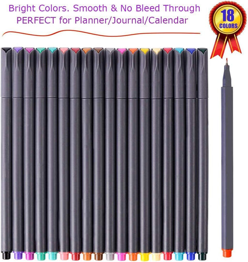 Journal Planner Pens Colored Pens Fine Point Markers Fine Tip Drawing Pens Porous Fineliner Pen for Journaling Writing Note Taking Calendar Coloring Art Office Back to School Supplies, 18 Color
