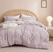 Bedsure Boho Duvet Cover Queen - Boho Bedding, Tufted Queen Duvet Cover for All Seasons, 3 Pieces Embroidery Shabby Chic Home Bedding Duvet Cover Set (Dusty Pink, Queen, 90X90)