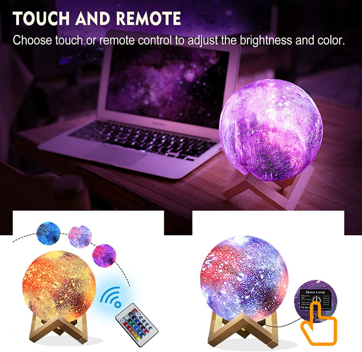 Moon Lamp Inches Galaxy Lamp Night Light 16 Colors LED Moon Light with Stand Remote Touch Control and USB Rechargeable Home Décor(5.9 Inches)