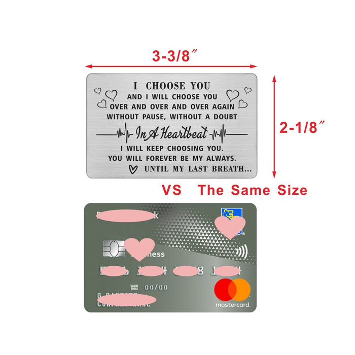 I Choose You Gifts for Fiance, Bridegroom Metal Love Cards on Wedding Day, Unique Presents for Boyfriend Anniversary Keepsake