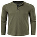 Mens Fashion Waffle T Shirts Henley Neck Solid Color Pullover Work Long Sleeve T-Shirt Army Green XL