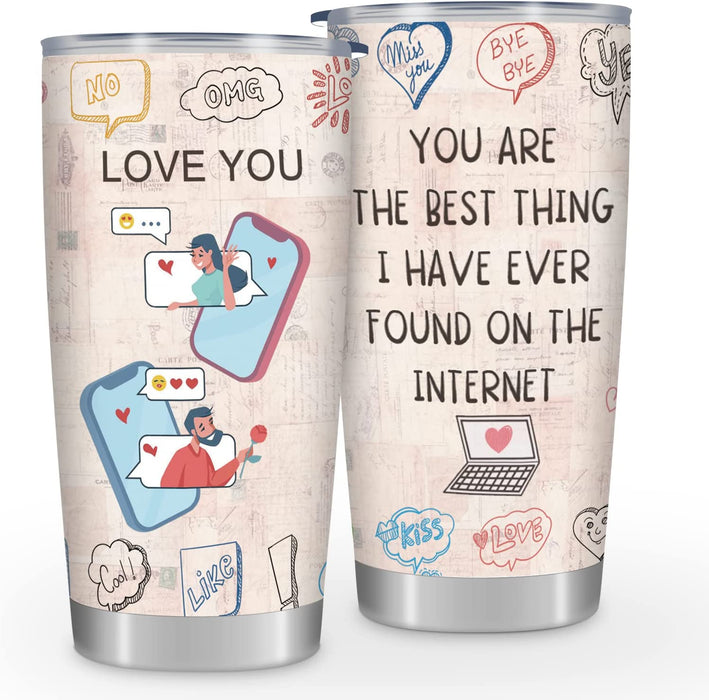 Gifts for Women Men, Anniversary Romantic Gifts for Her Him, Valentines Day Gifts for Boyfriend from Girlfriend, Birthday Christmas Gifts for Wife from Husband - Stainless Steel Tumbler 20Oz