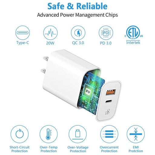 Iphone Fast Charger[Apple Mfi Certified], Type C Wall Charger with 4FT USB C to Lightning Quick Charging Cord Compatible with Iphone/Ipad/Airpods