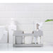 Toothbrush Toothpaste Stand Holder with 2 Cups Bathroom Storage Organizer Plastic White