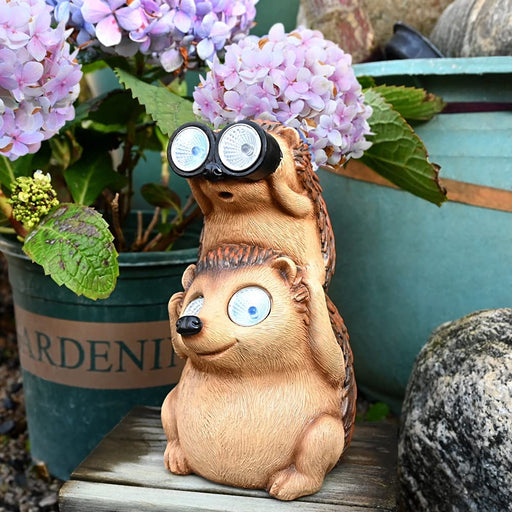 Garden Statues Hedgehog Yard Decor Solar Animal Outdoor Lawn outside Decorations Patio Ornaments Porch Waterproof Funny Sculptures Cute Figurines Gifts