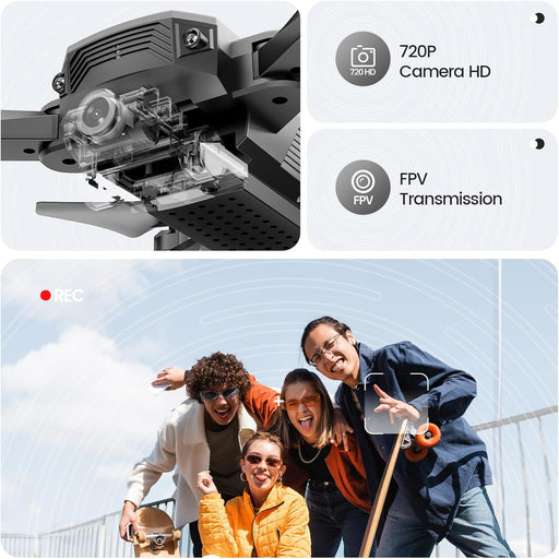 D20 Mini Drone for Kids with 720P HD FPV Camera Remote Control Toys Gifts for Boys Girls with Altitude Hold, Headless Mode, One Key Start Speed Adjustment, 3D Flips 2 Batteries, Silver
