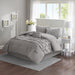 Comfort Spaces Cavoy Faux Silk 5-Piece Tufted Gray Comforter Set with Bed Skirt and Decorative Pillow, Queen