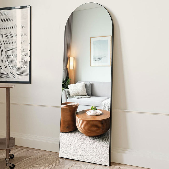Arched Full Length Floor Mirror 64"X21" Full Body Standing Mirror,Black