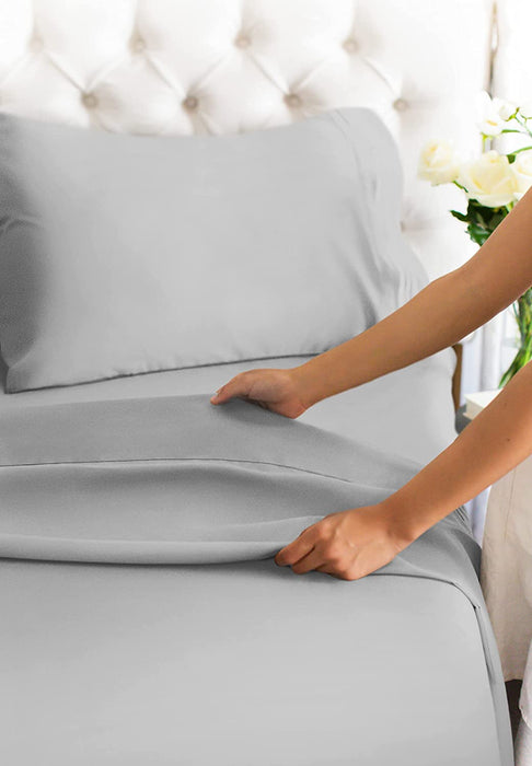 Queen Size Sheet Set - Breathable & Cooling Sheets - Hotel Luxury Bed Sheets - Extra Soft - Deep Pockets - Easy Fit - 4 Piece Set - Wrinkle Free - Comfy – French Grey Bed Sheets - Queen Sheets