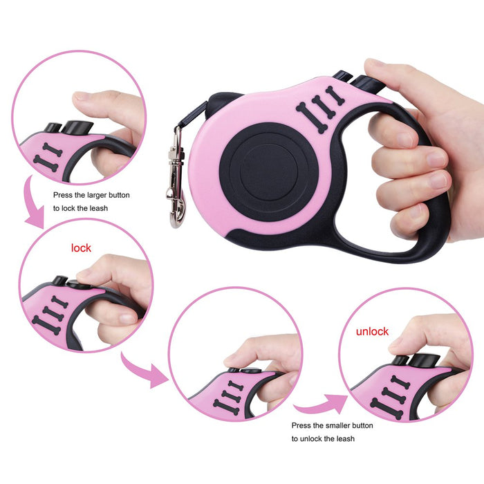 PETIMP Retractable Dog Leash Lightweight Portative 16FT Leash for Small Medium Dogs(Pink)