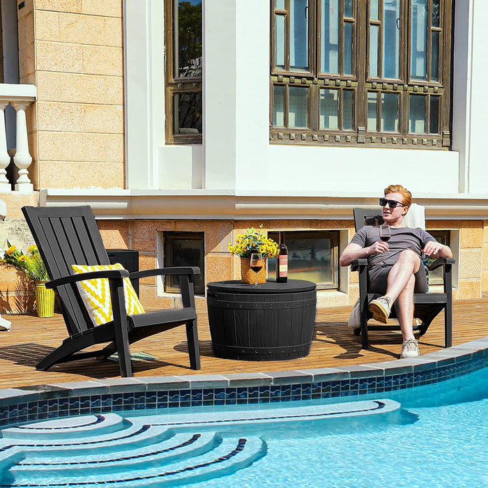 33 Gallon round Deck Box, Outdoor Storage Box for Patio Furniture,Patio Table for Cushion, Pool Accessories, Outdoor Toys, Waterproof Resin & Easy Assembly & Lightweight, Black