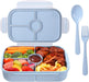 Bento Box for Kids Lunch Containers with 4 Compartments Kids Bento Lunch Box Microwave/Freezer/Dishwasher Safe (Flatware Included,Light Blue)