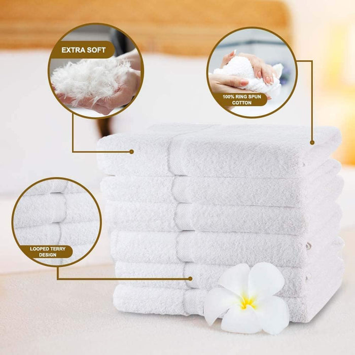 Wealuxe Small Bath Towels White - Lightweight 100% Cotton Bathroom Towels for Kids / Adults [22X44 6 Pack]