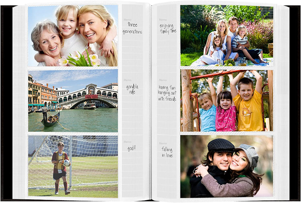 Pioneer Sewn Bonded Leather Bookbound Bi-Directional Photo Album, Holds 300 4X6" Photos, 3 per Page. Color: Black.