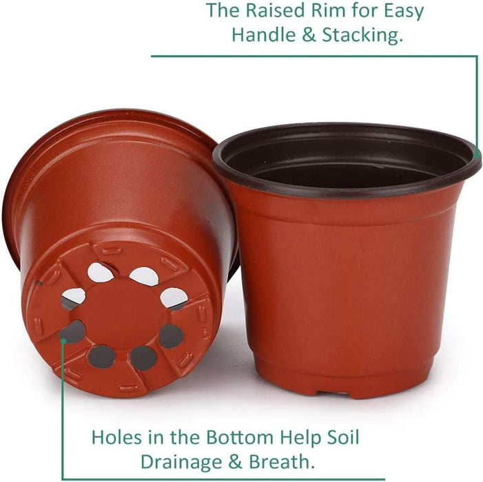 100 Pack Plant Nursery Pots 4 Inch Plastic Plant Pots, Soft Durable Reusable Seed Starting Pots for Succulents Plants Vegetables Fruits Seedlings Cuttings Transplanting with 100 Plant Labels