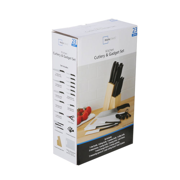 Mainstays 23 Piece Knife and Kitchen Tool Set with Wood Storage Block
