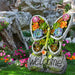 Solar Garden Sculptures & Statues -Succulent Butterfly Resin Craft Garden Statue Outdoor Decor with Solar Powered 8 LED Lights for Garden, Patio, Lawn, Yard, Balcony, Porch’