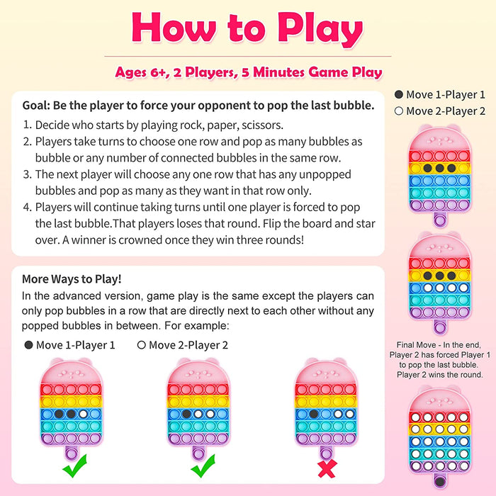 Nitoy 2-Pack Silicone Dessert Push Pop Bubble Fidget Sensory Toys Stress Reducer Anxiety Relief Bubble Popper Fidget Toy Squeeze Hand Toy for Kids and Adults (Rainbow Colors Ice Cream Pop & Milkshake)