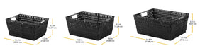 Whitmor Rattique® Storage Tote Baskets - Set of 3 - Black