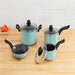 Mainstays 7 Piece Non-Stick Cookware Set Aluminum Mint, Dishwasher Safe