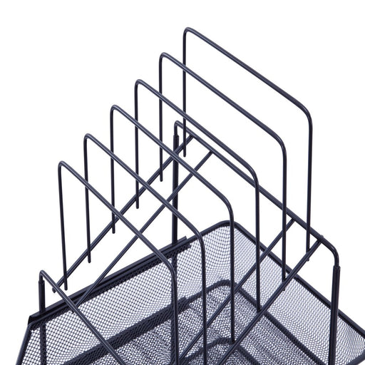 Pen + Gear, Mesh Desk Organizer with 3 Sliding Letter Tray, 5 Upright Sections, Black