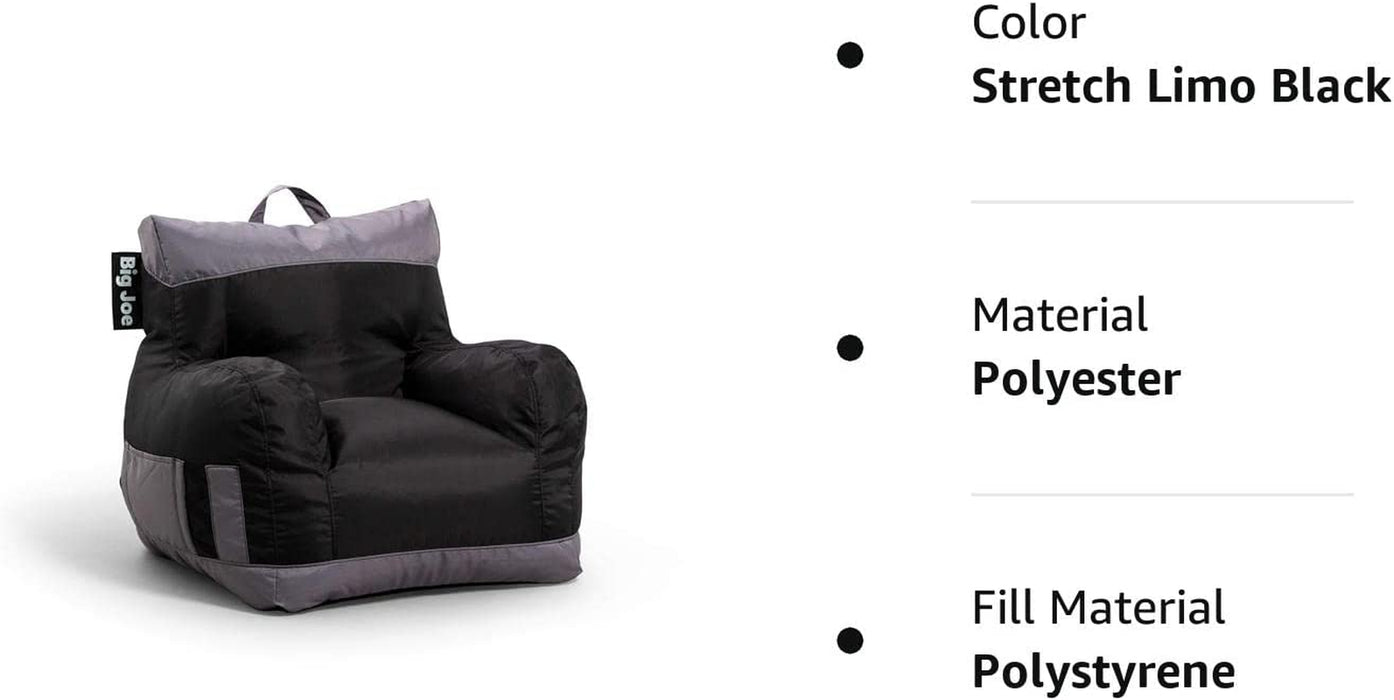 Dorm Bean Bag Chair with Drink Holder and Pocket, Two Tone Black Smartmax, Durable Polyester Nylon Blend, 3 Feet