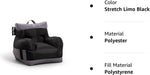 Dorm Bean Bag Chair with Drink Holder and Pocket, Two Tone Black Smartmax, Durable Polyester Nylon Blend, 3 Feet