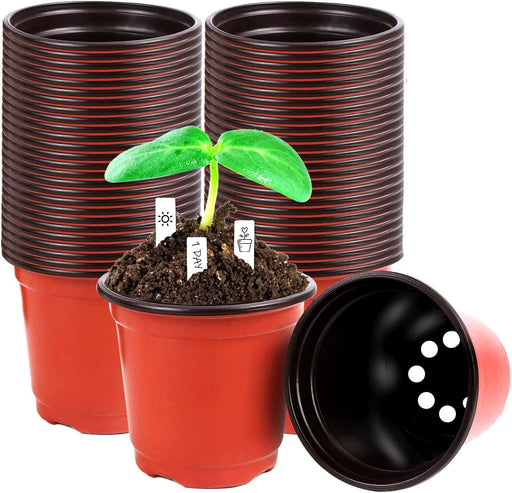 220 Pcs 4 Inch Plastic Plant Nursery Pots Seed Starting Pots Containers with 300 Labels