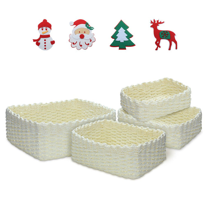 Wicker Basket Storage Basket 4PCS Woven Basket Handmade Paper Rope Bin Nesting Basket for Home Office Decor Bedroom