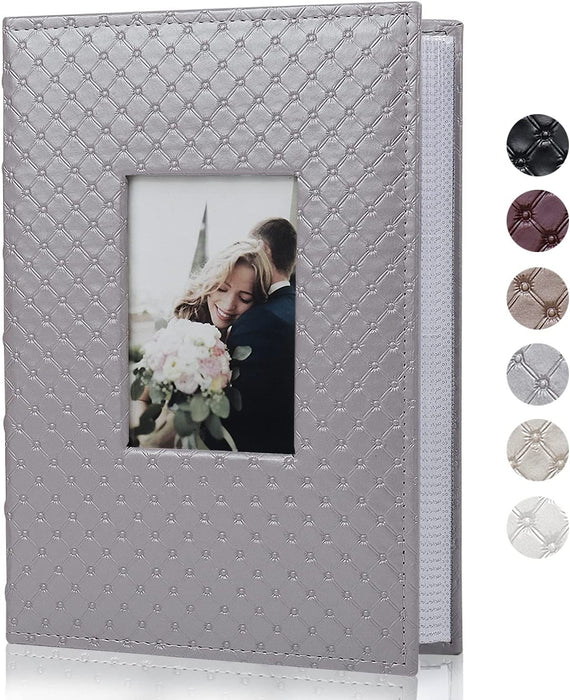 Photo Picture Album 4X6 300 Photos,Small Capacity Premium Leather Cover Wedding Family Photo Albums Holds 300 Horizontal Photos(Black)