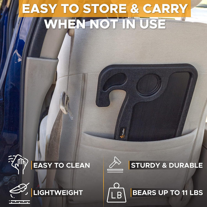 2 in 1 Car Steering Wheel Desk | Steering Wheel Tray for Laptop Car Mount with Pen Holder | Car Food Tray for Eating with Drinks Holder | Multipurpose Travel Car Accessories
